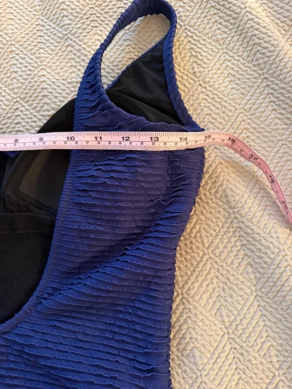 Gottex Womens Textured One Piece Swimsuit Size 12 Blue Deadstock Vintage New